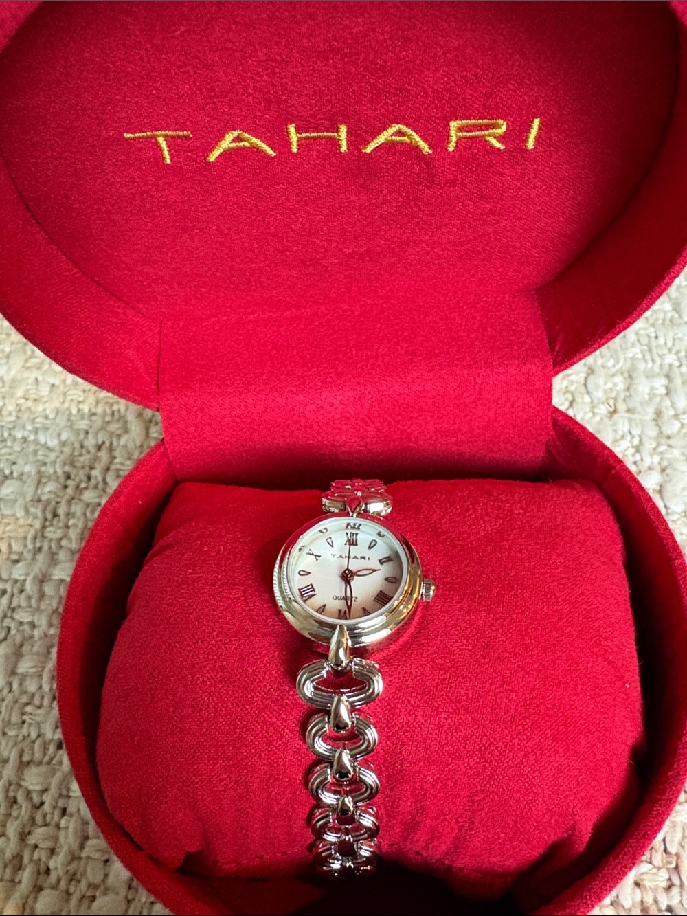 Tahari Silver-Tone Women's Link Bracelet Watch with White Dial